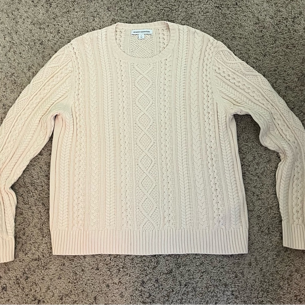 Amazon Essentials Beige Cable Knit Sweater